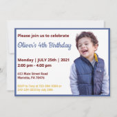 可愛おもしろいい |ボーイズ写真誕生日招待状 招待状 (正面)