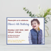 可愛おもしろいい |ボーイズ写真誕生日招待状 招待状 (スタンド正面)