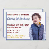 可愛おもしろいい |ボーイズ写真誕生日招待状 招待状 (正面/裏面)