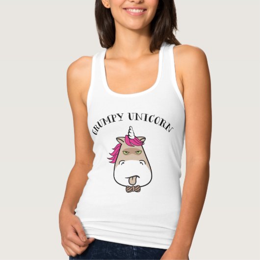 可愛おもしろいくて不熱狂する不機嫌なUnicornタンクトップ タンクトップ (正面)