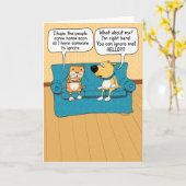 可愛おもしろいくて猫を無視した犬誕生日 カード (黄色い花)