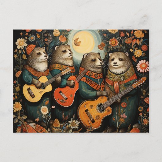 可愛おもしろいらしいカワウソミュージシャン ポストカード (正面)