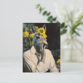 可愛おもしろいらしい鹿女コラージュ ポストカード (スタンド正面)