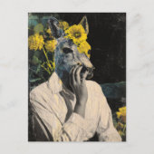 可愛おもしろいらしい鹿女コラージュ ポストカード (正面)