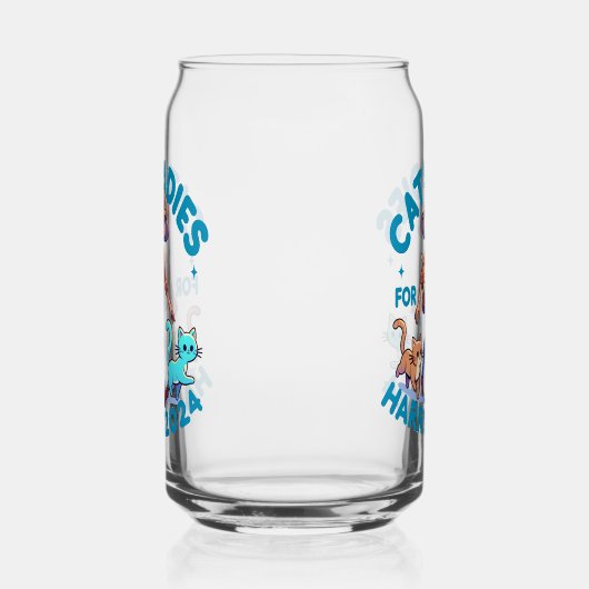 可愛おもしろいガーリーい子なし猫レディーカマラハリス ガラス缶 (左)