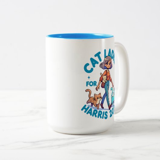 可愛おもしろいガーリーい子なし猫レディーカマラハリス ツートーンマグカップ (正面右)