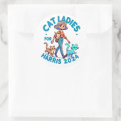 可愛おもしろいガーリーい子なし猫レディーカマラハリス ラウンドシール (バッグ)