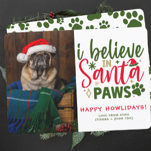 可愛おもしろいパーソナライズされたい犬のクリスマスフォトグリーン シーズンカード