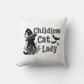 可愛おもしろい不気味いハロウィンの子なし猫レディ クッション (正面)