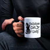 可愛おもしろい不気味いハロウィンの子なし猫レディ コーヒーマグカップ