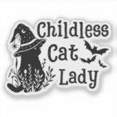 可愛おもしろい不気味いハロウィンの子なし猫レディ シール (正面)