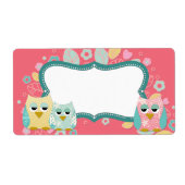 可愛お洒落いおもしろいスワールフクロウ赤ちゃんシャワー空白の ラベル (正面)