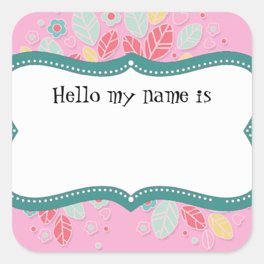 可愛お洒落いおもしろいスワールフラワーブライダルシャワー スクエアシール (正面)