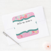 可愛お洒落いおもしろいスワールフラワーブライダルシャワー スクエアシール (封筒)