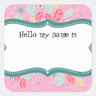 可愛お洒落いおもしろいスワールフラワーブライダルシャワー スクエアシール