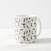 可愛お洒落いよくはしゃぐシロ猫 コーヒーマグカップ (正面右)