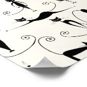 可愛お洒落いよくはしゃぐシロ猫 ポスター (角)