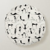 可愛お洒落いよくはしゃぐシロ猫 ラウンドクッション (裏面)