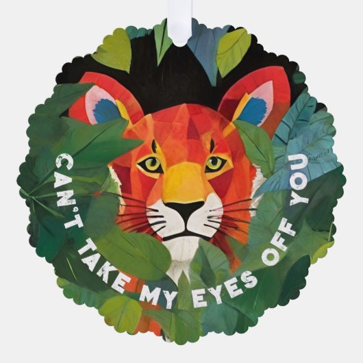 可愛お洒落いオレンジタイガージャングルラブ オーナメントカード (正面)