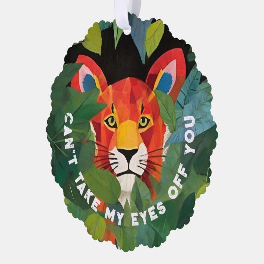 可愛お洒落いオレンジタイガージャングルラブ オーナメントカード (左)