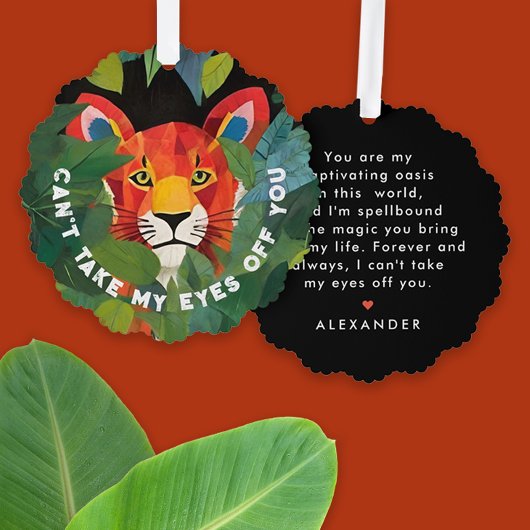 可愛お洒落いオレンジタイガージャングルラブ オーナメントカード