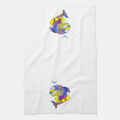 可愛お洒落いカラフルシャーク キッチンタオル (縦)