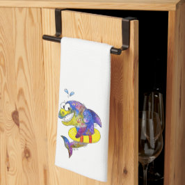 可愛お洒落いカラフルシャーク キッチンタオル