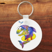 可愛お洒落いカラフルシャーク キーホルダー (正面)