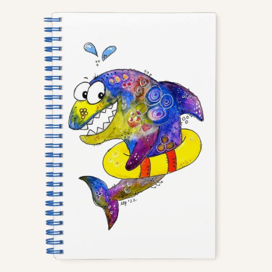 可愛お洒落いカラフルシャーク ノートブック (正面)