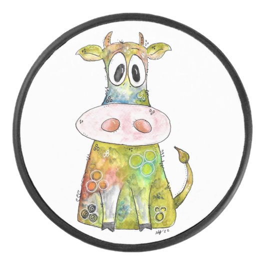 可愛お洒落いカラフル牛 アイスホッケーパック (正面)