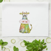 可愛お洒落いカラフル牛 キッチンタオル (折り畳み)