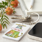 可愛お洒落いカラフル牛 キーホルダー (正面右)
