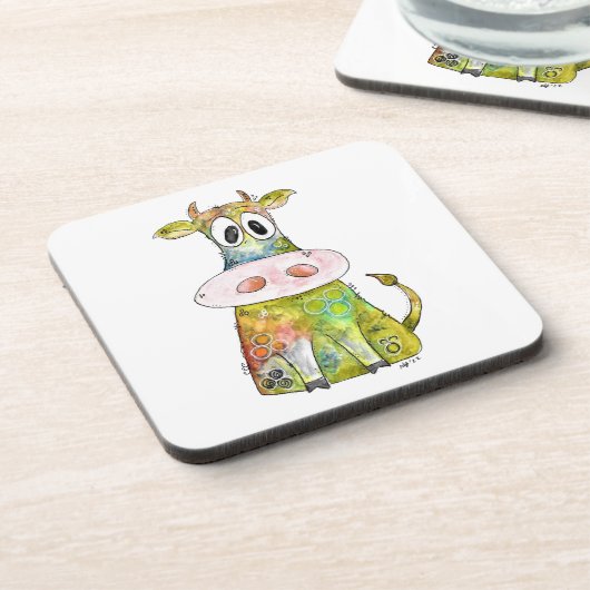 可愛お洒落いカラフル牛 コースター (左側)