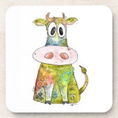 可愛お洒落いカラフル牛 コースター (正面)