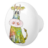 可愛お洒落いカラフル牛 セラミックノブ (右)