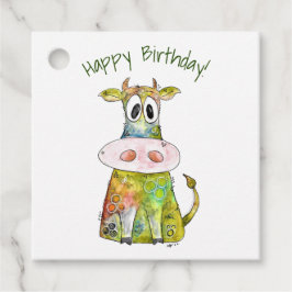 可愛お洒落いカラフル牛 フェイバータグ