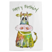 可愛お洒落いカラフル牛 ミディアムペーパーバッグ (裏面)