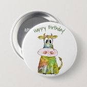 可愛お洒落いカラフル牛 缶バッジ (正面&裏面)