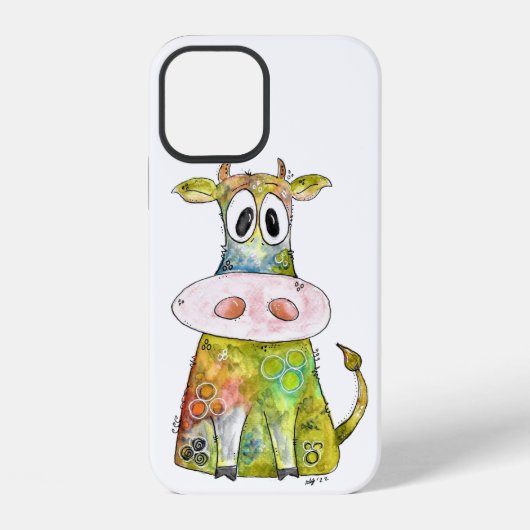 可愛お洒落いカラフル牛 iPhoneケース (裏面)