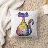 可愛お洒落いカラフル猫 クッション (ブランケット)