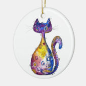 可愛お洒落いカラフル猫 セラミックオーナメント (左)
