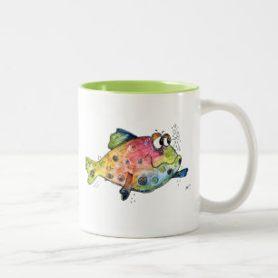 可愛お洒落いカラフル魚 ツートーンマグカップ