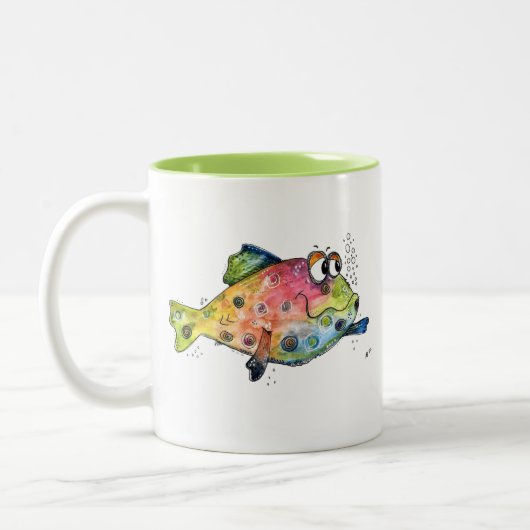 可愛お洒落いカラフル魚 ツートーンマグカップ (左)
