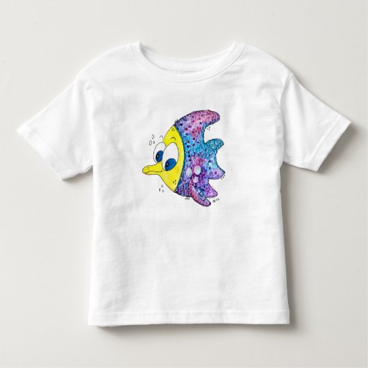 可愛お洒落いカラフル魚 トドラーTシャツ (正面)
