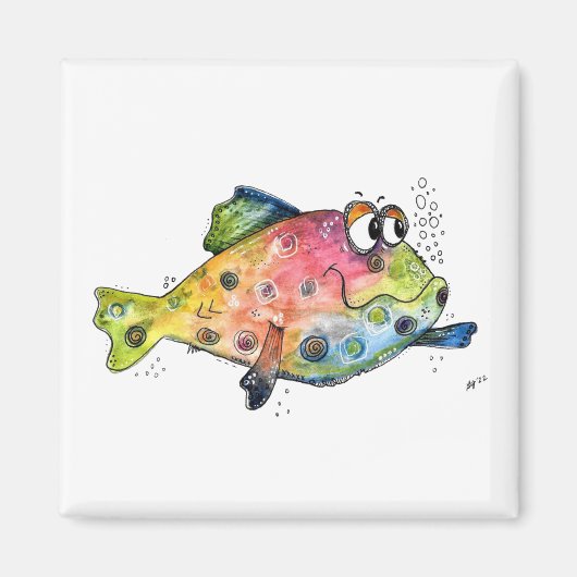 可愛お洒落いカラフル魚 マグネット (正面)