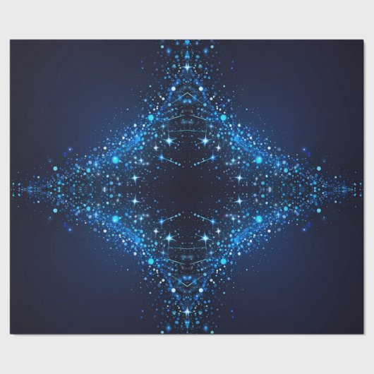 可愛お洒落いキラキラの深いブルー ラッピングペーパー (シーム)