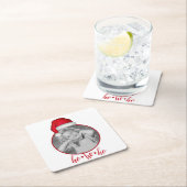 可愛お洒落いサンタ・ホリデー写真クリスマス スクエアペーパーコースター (インサイチュ)