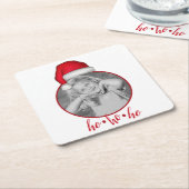 可愛お洒落いサンタ・ホリデー写真クリスマス スクエアペーパーコースター (アングル)
