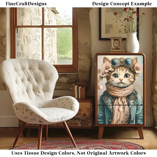 可愛お洒落いステームパンクキャット+スカーフBH3デクページ 薄葉紙