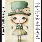 可愛お洒落いステームパンク人形、緑のAM1デコページ 薄葉紙